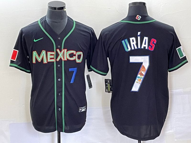 Men 2023 World Cub Mexico #7 Urias Black white Nike MLB Jersey2->more jerseys->MLB Jersey